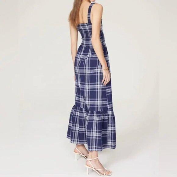 Hill House Anjuli Nap Dress in Navy Plaid Size XS - Picture 2 of 13